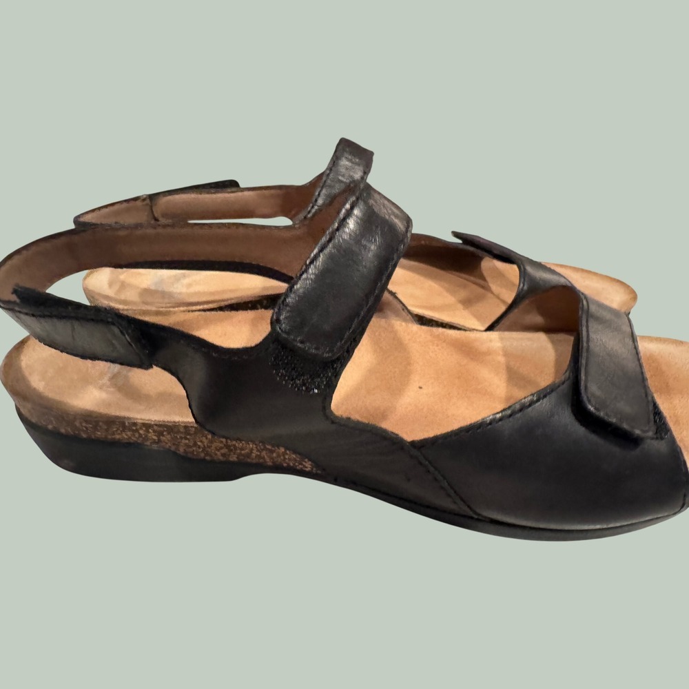 Dansko‎ Black Leather Strappy Comfort Wedge Sandals Women 41 Adjustable Straps